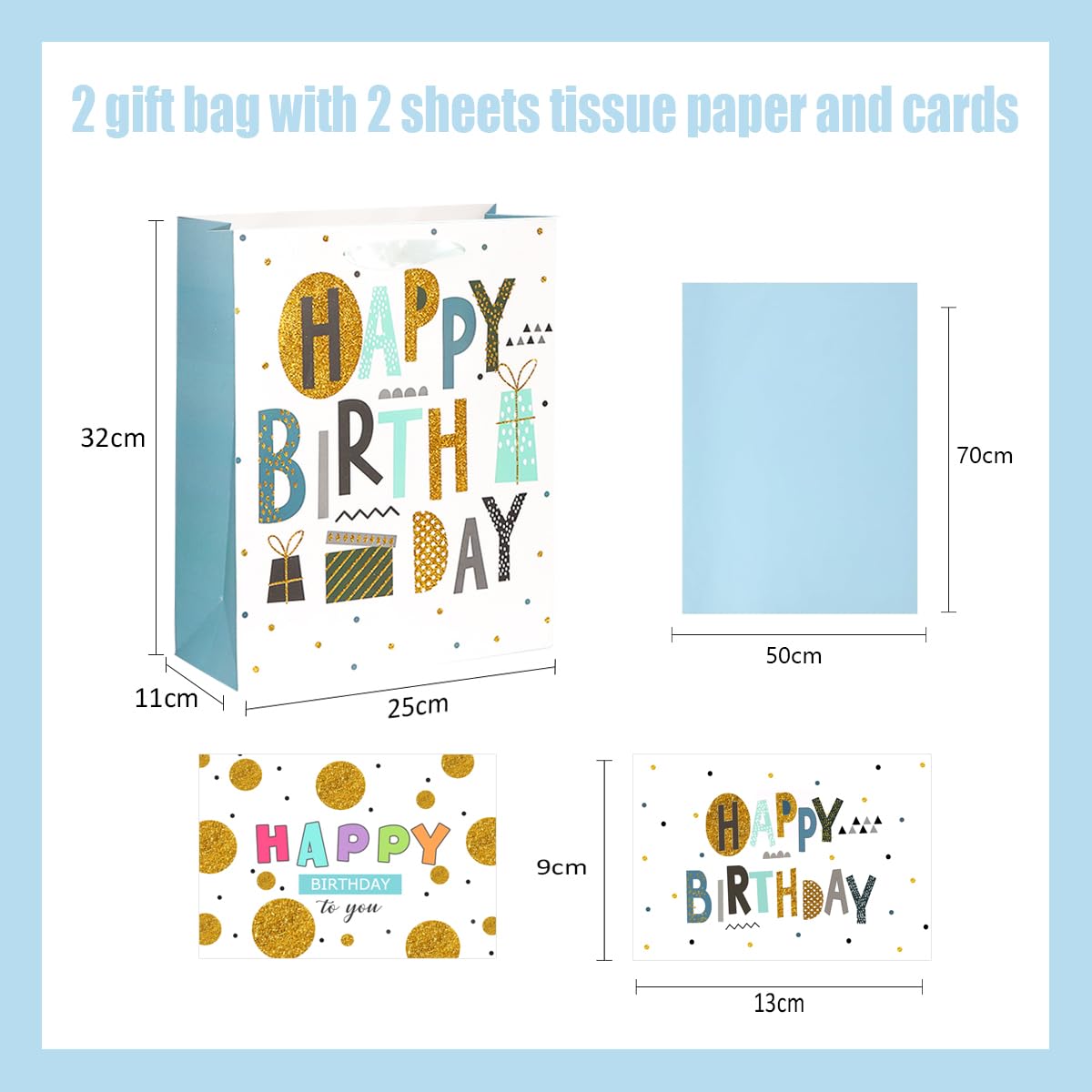 Dimetey 12 sacchetti regalo da 22,9 cm, sacchetti di carta di medie dimensioni con carta velina, sacchetti regalo in carta bianca con manici, per shopping, feste, matrimoni, baby shower, regali di