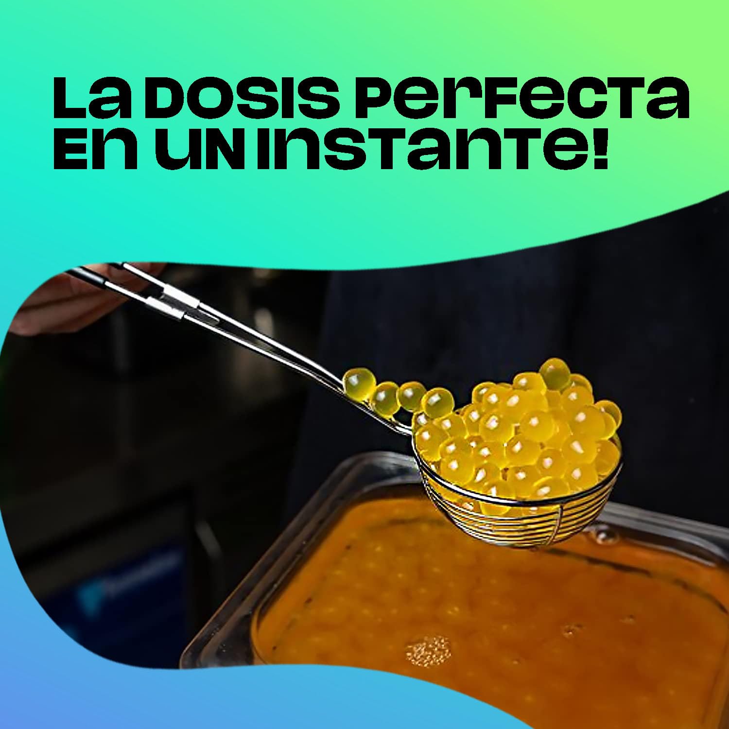 Bubble Mania Cucharón para té de burbujas de acero inoxidable para tapioca boba y gelatina de coco