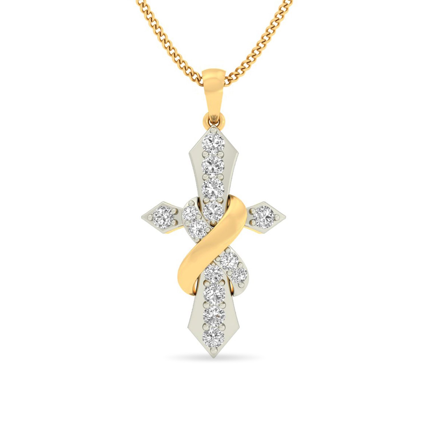 pc jeweller Aucent The Messiah Cross 18k (750) Yellow Gold and Diamond Pendant-picture-34