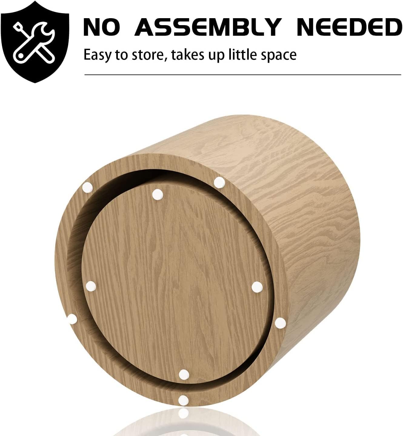 Wood Drum Coffee Table Set of 2, Modern Round Nesting Coffee Tables and Side Table Set for Living Room Bedroom No Need Assembly