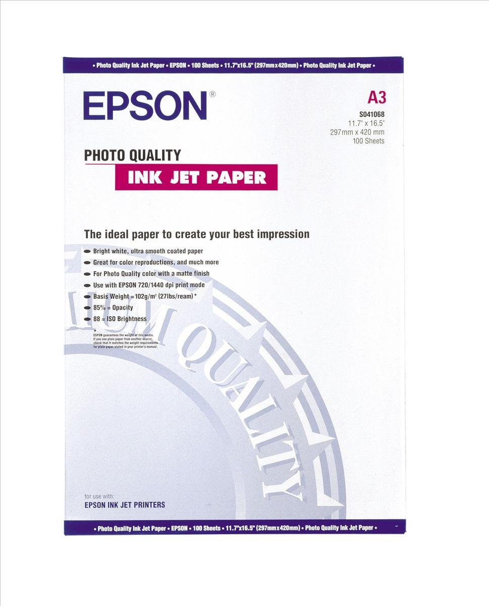 Original Epson A3 Matte Coated Photo Quality Ink Jet Paper 102gsm - 100 Sheets