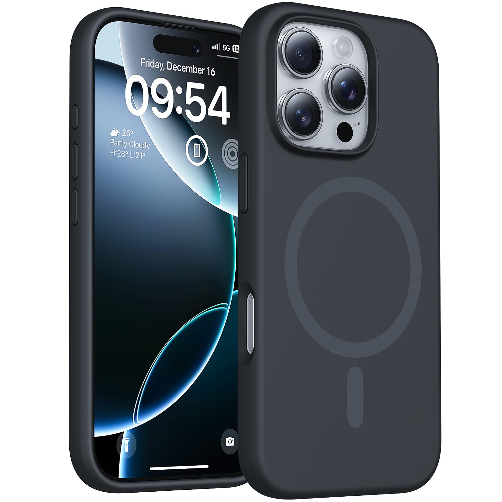 TOCOL für iPhone 16 Pro Max Hülle für Magsafe, Silikonhülle Stoßfest rutschfest Anti-Fingerabdruck Kratzfest Handyhülle für iPhone 16 Pro Max Case, Schwarz