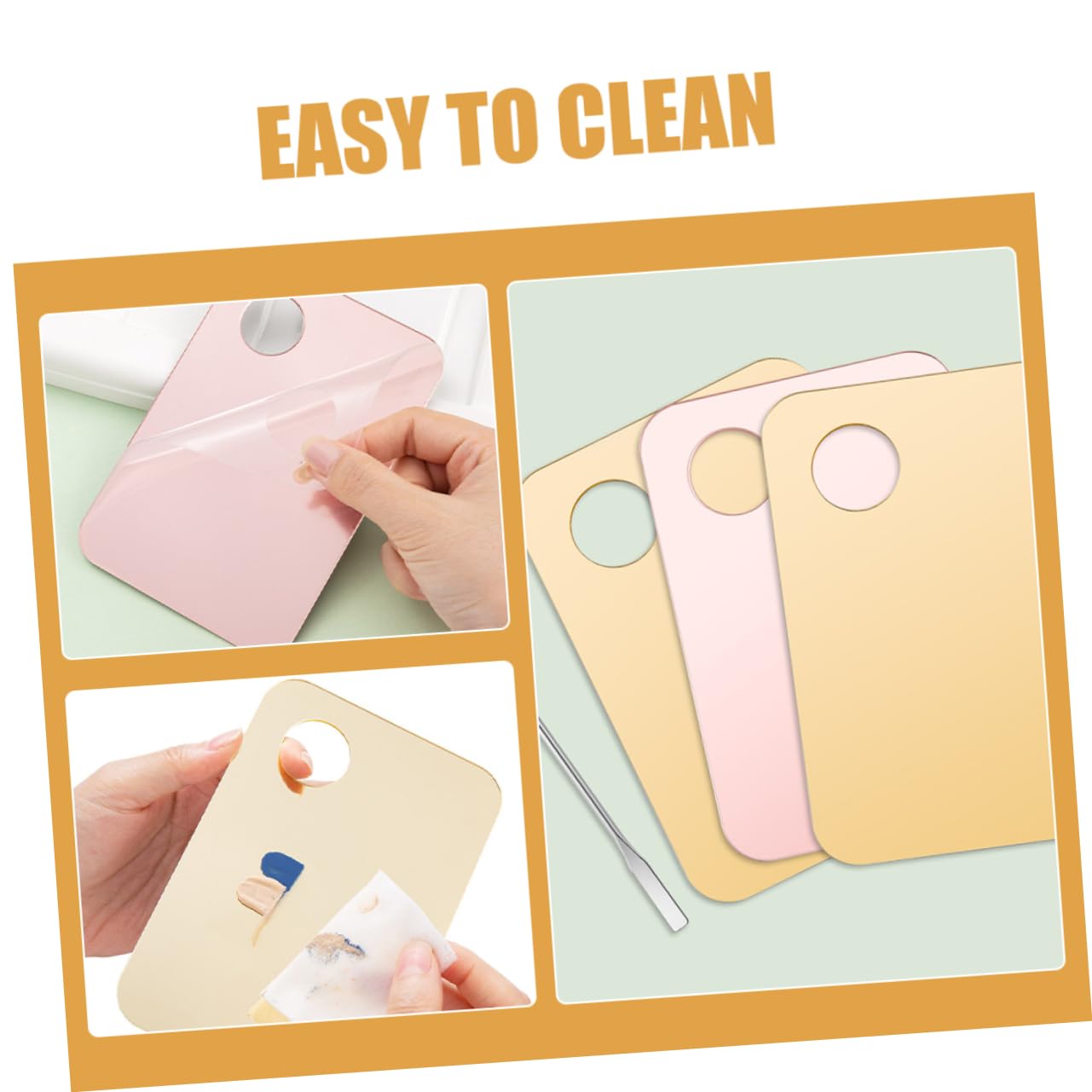 VALICLUD Cosmetics Palette Set 3 Pieces Makeup Mixing Plate Nail Art Palette with Foundation Brush and Spatula