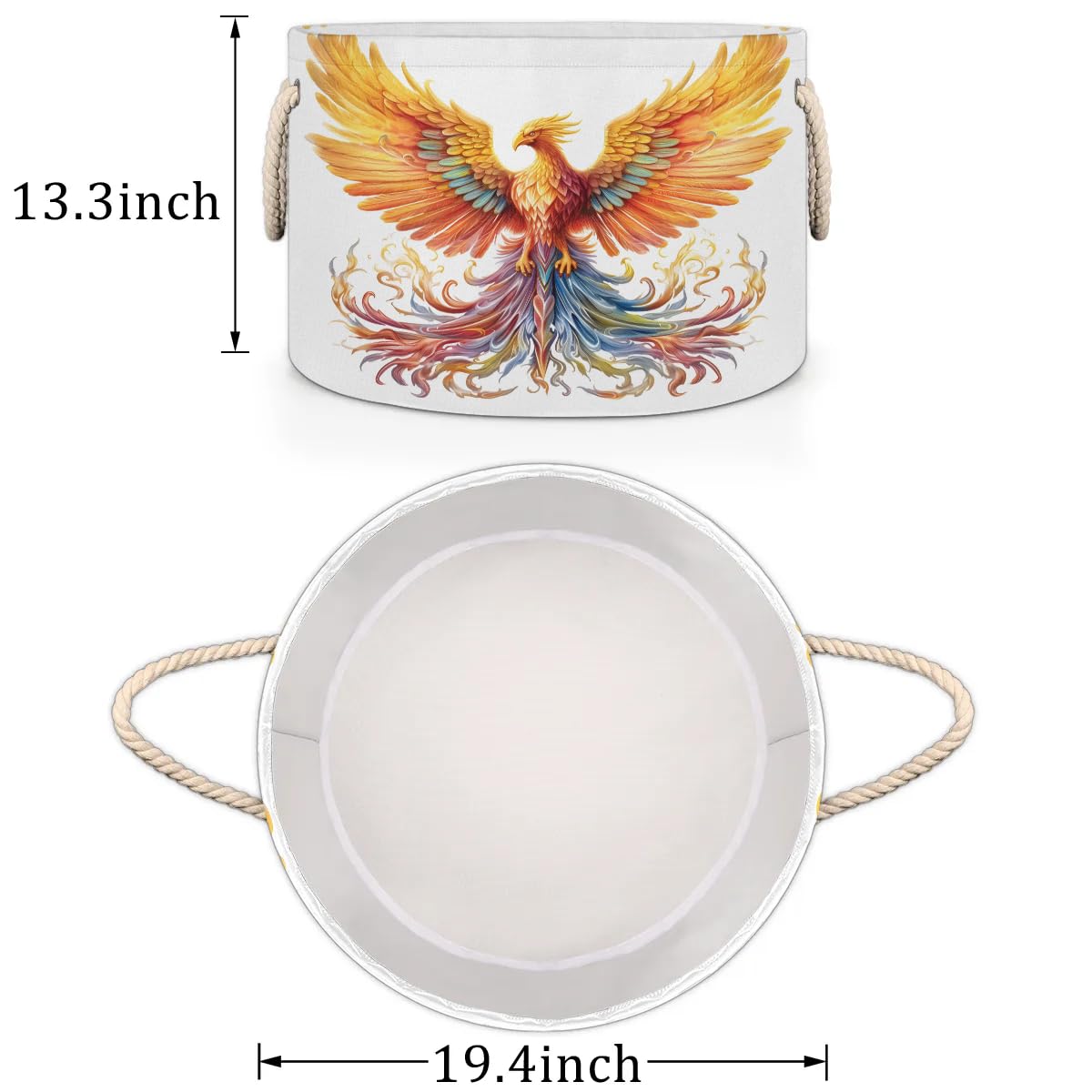 Gumuslen Beautiful Phoenix Bird Storage Basket Collapsible Storage Bins with Handle Organizer Clothes Laundry Hamper Kids Toys Blanket Baby Nursery Gift Basket for Bathroom Bedroom Decor