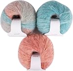 3PCS Fils de mohair, 30g/Skein Laine de laine d'angora longue douce Fil de la laine tricoter fil pour vêtements Echarpes Tissage Châle doux tricoter fils Écheveaux multicolores Fibre de la fibre de la soie fil de la mousse pour tricoter Crochet