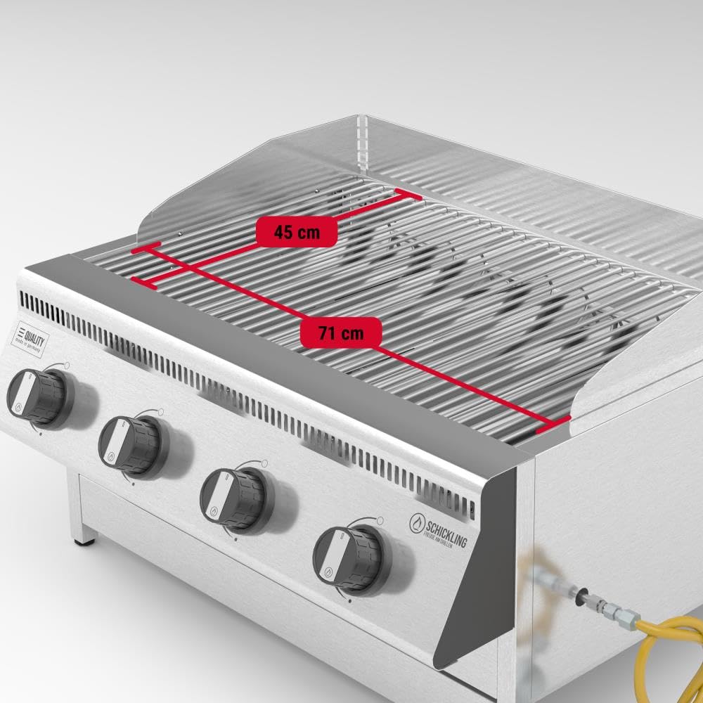 Einbau Gasgrill "Hermann XL - Basic" Einbaugrill für Outdoor Küche Grillküche – Gasgrill 100% aus Edelstahl – Fettwanne mit Frontauszug – 4x5kW Brenner – Made in Germany – Direkt vom Hersteller