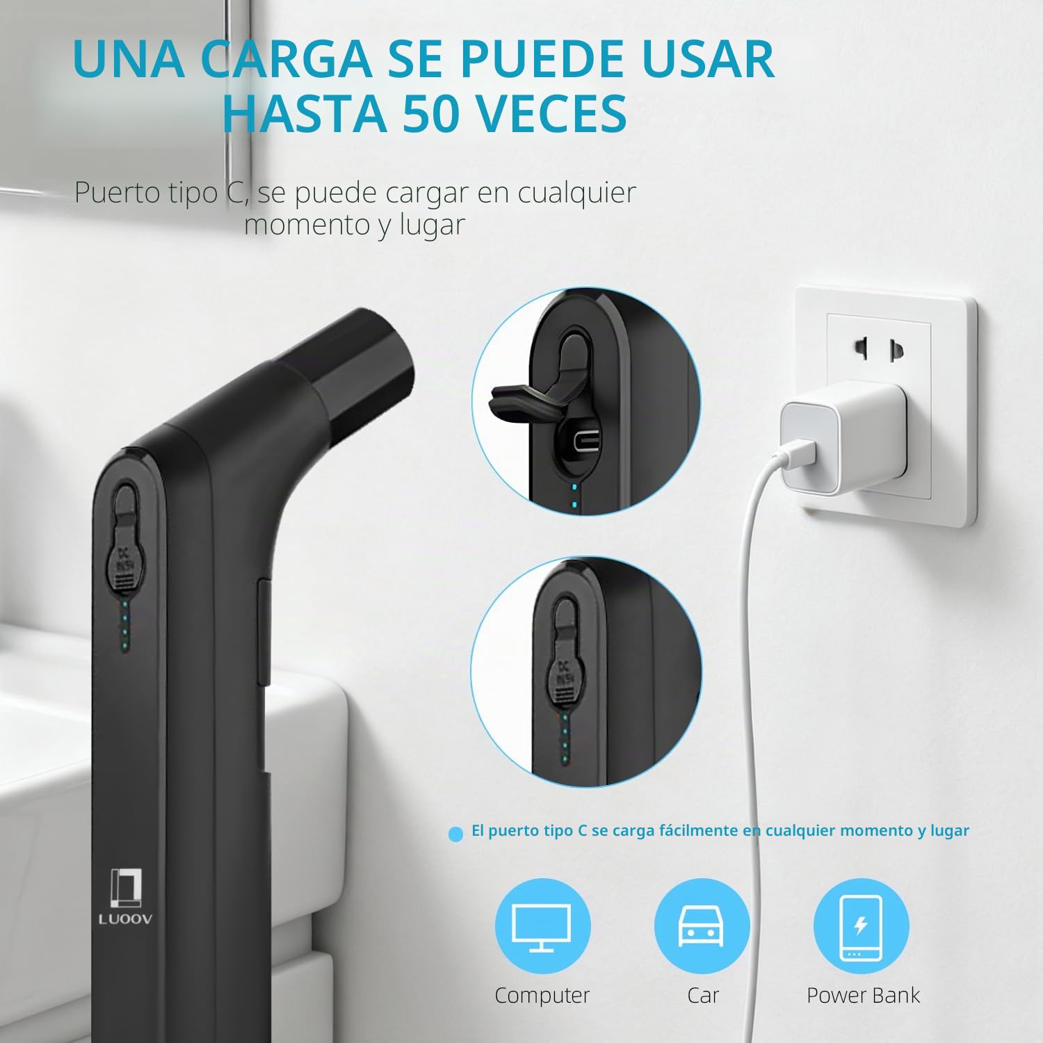 Eléctrico recargable de mano personal de viaje bidé pulverizador para el inodoro, baño y senderismo al aire libre，Sprayer musulmana ducha aerosol limpio con 2.3Liters de almacenamiento de agua