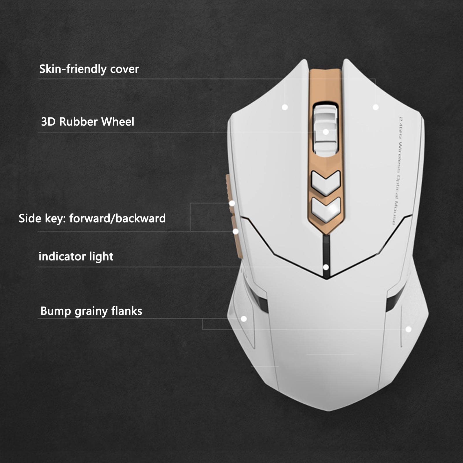 Mysz Mysz bezprzewodowa Mysz komputerowa do laptopa USB do gier Ergonomiczna mysz Urządzenie wskazujące Cichy fotoelektryczny USB 2,4 GHz Dwukierunkowa transmisja Ergonomia(Schwarz)
