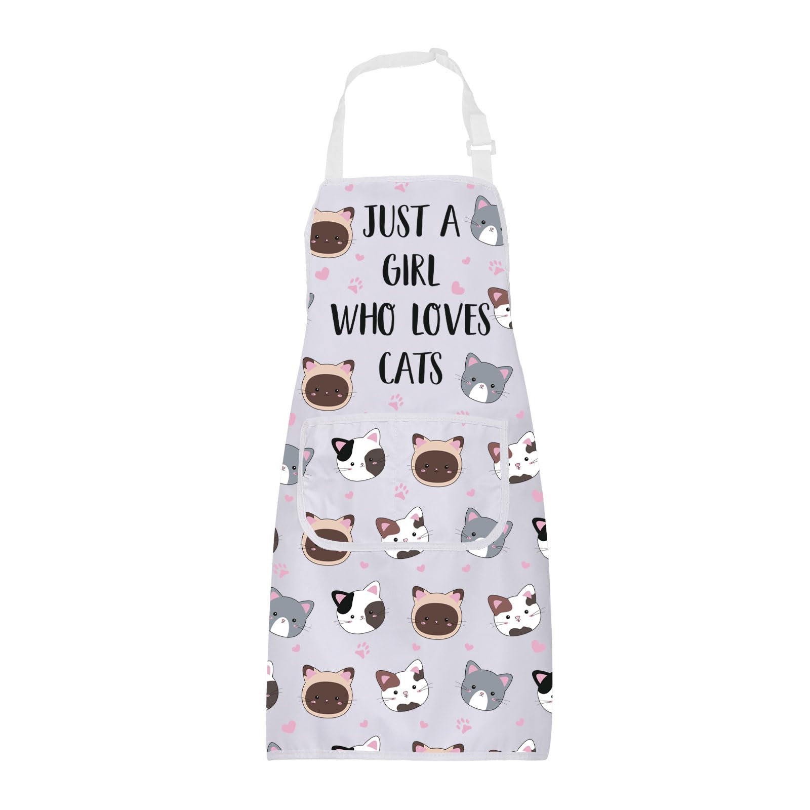 Tablier De Cuisine « Just A Girl Who Loves Cats » - Imperméable Avec Poches - Cadeau Chat - Taille Unique