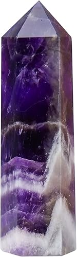 Apengshi Torre de cristal curativo de amatista de 2.75 a 3.14 pulgadas, piedra gema natural, 8 chakras facetados de un solo punto para decoración