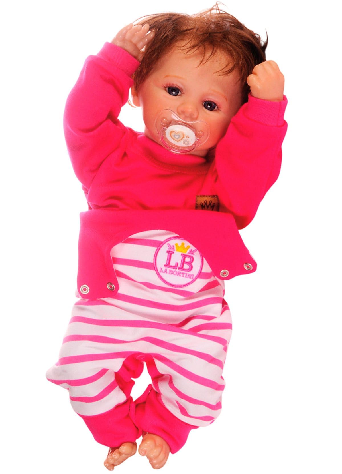 Baby Bekleidung Set Weiß Pink Unisex Langarmshirt Latzhose Zweiteilig Erstlingsausstattung Neugeborenen Outfit für Mädchen Größen 44 50 56 62 68 74 80