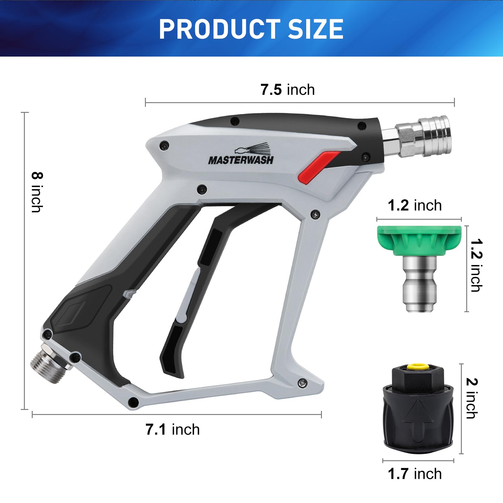 4000 PSI pistola per la lavatrice ad alta pressione con 5 punte dell'ugello d'acqua, accessori per la lavatrice a pressione a lancia corta, connettore per tubo M22 14MM per Karcher K1-K7