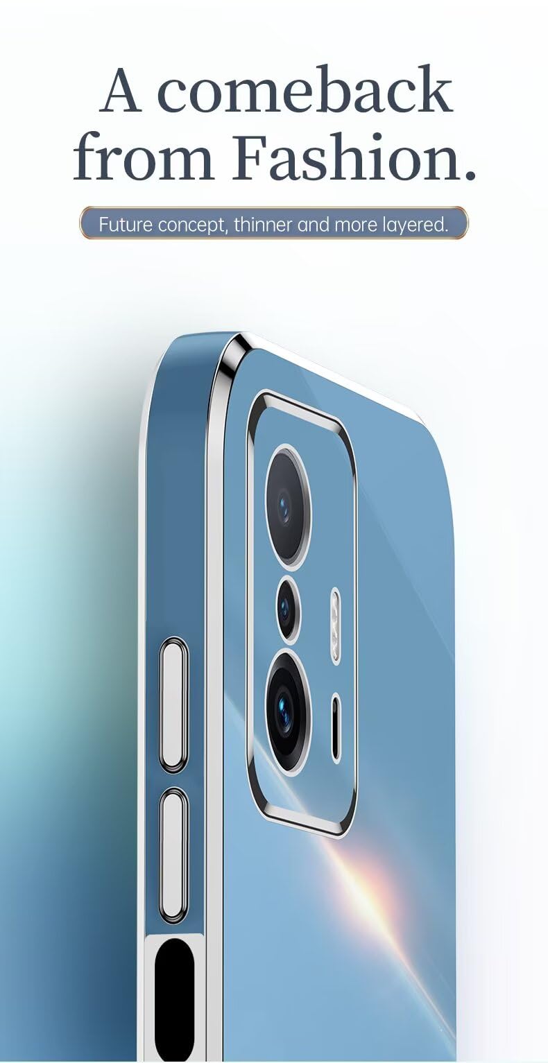 Custodia DESSEN Per Xiaomi Mi 11T / Mi 11T Pro, Cover In TPU Morbido Con Bordo Placcato Blu, Ultra Sottile