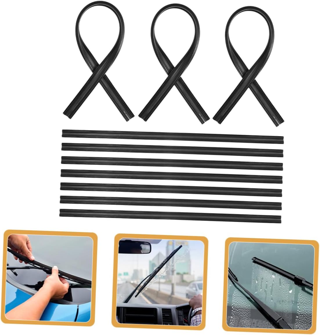 10pcs Windshield Wiper Rubber Refills All-weather Wiper Inserts Easy to Install Compatible Various Windshield Shapes