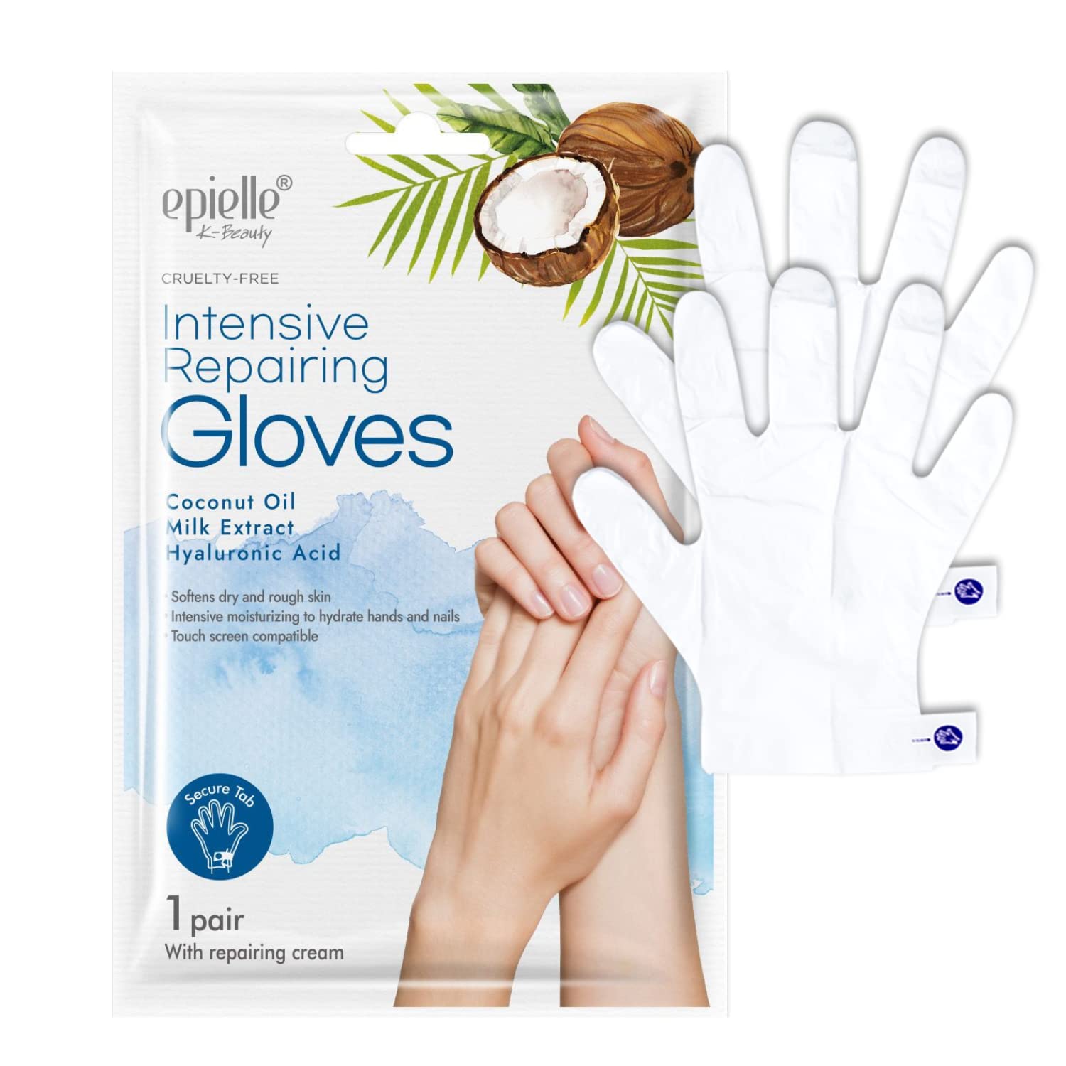 6 pares de mascarillas reparadoras intensivas, guantes de hidratación profunda para manos secas y agrietadas, reparación con aceite de coco y extracto de leche, cuidado de la piel coreano 7