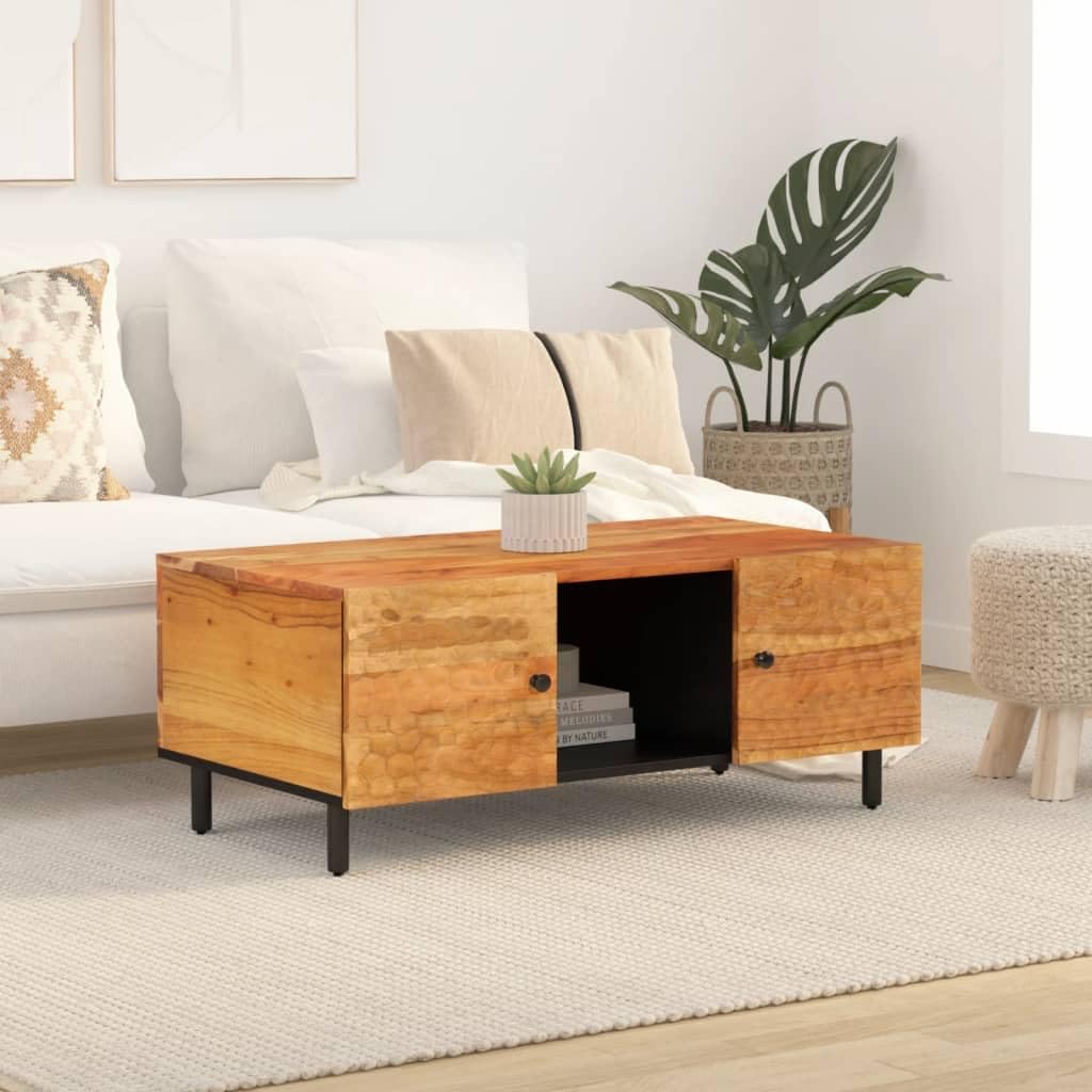 Homgoday Table basse 100 x 54 x 40 cm en bois d'acacia massif, table d'appoint pour salon, salle de réception d'invités, chambre à coucher et mobilier de bureau
