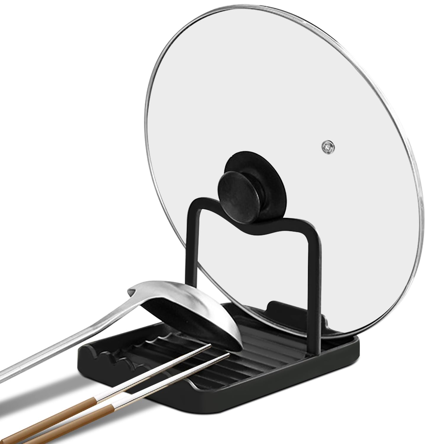 Ysks'hf Soporte para cuchara y tapa de olla, acero inoxidable, soporte para utensilios de cocina, soporte para raspador y soporte para ollas, soporte para cuchara para estufa, soporte para utensilios