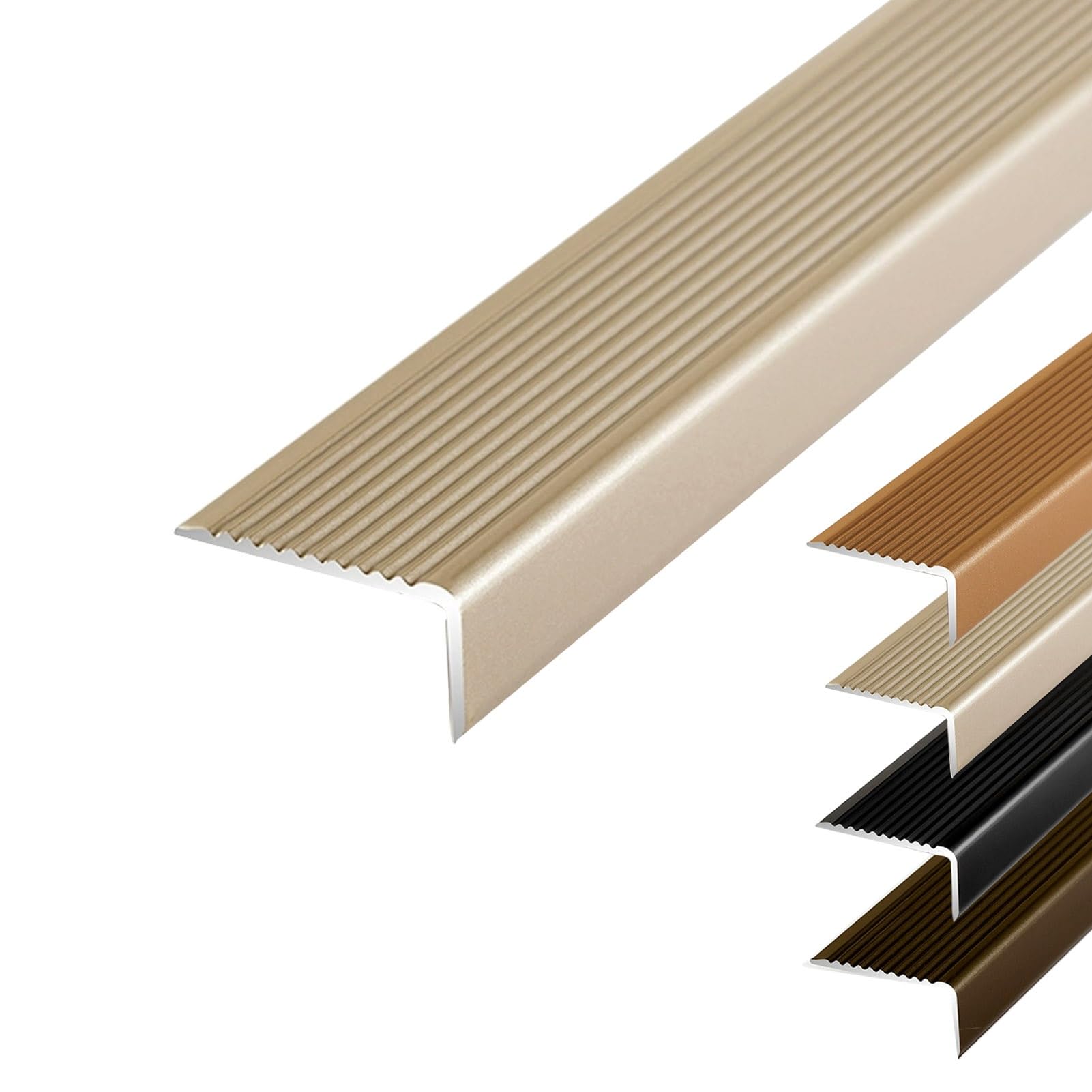 100/120cm Aluminum Stair Nosing Edge Trim, 4cm Non-Slip Metal Step Edge Protector, Wear-Resistant Waterproof Staircases Corner Trim(Beige,110cm/43in)