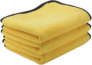 ZYTC Microfiber Cleaning Cloth 3 Pack Lint Free Dual Layer Ultra-Thick Microfiber Towel Car Polishing Waxing Cleaning Detailing Cloth Microfiber Car Towels Yellow 12 in. x 16 in.