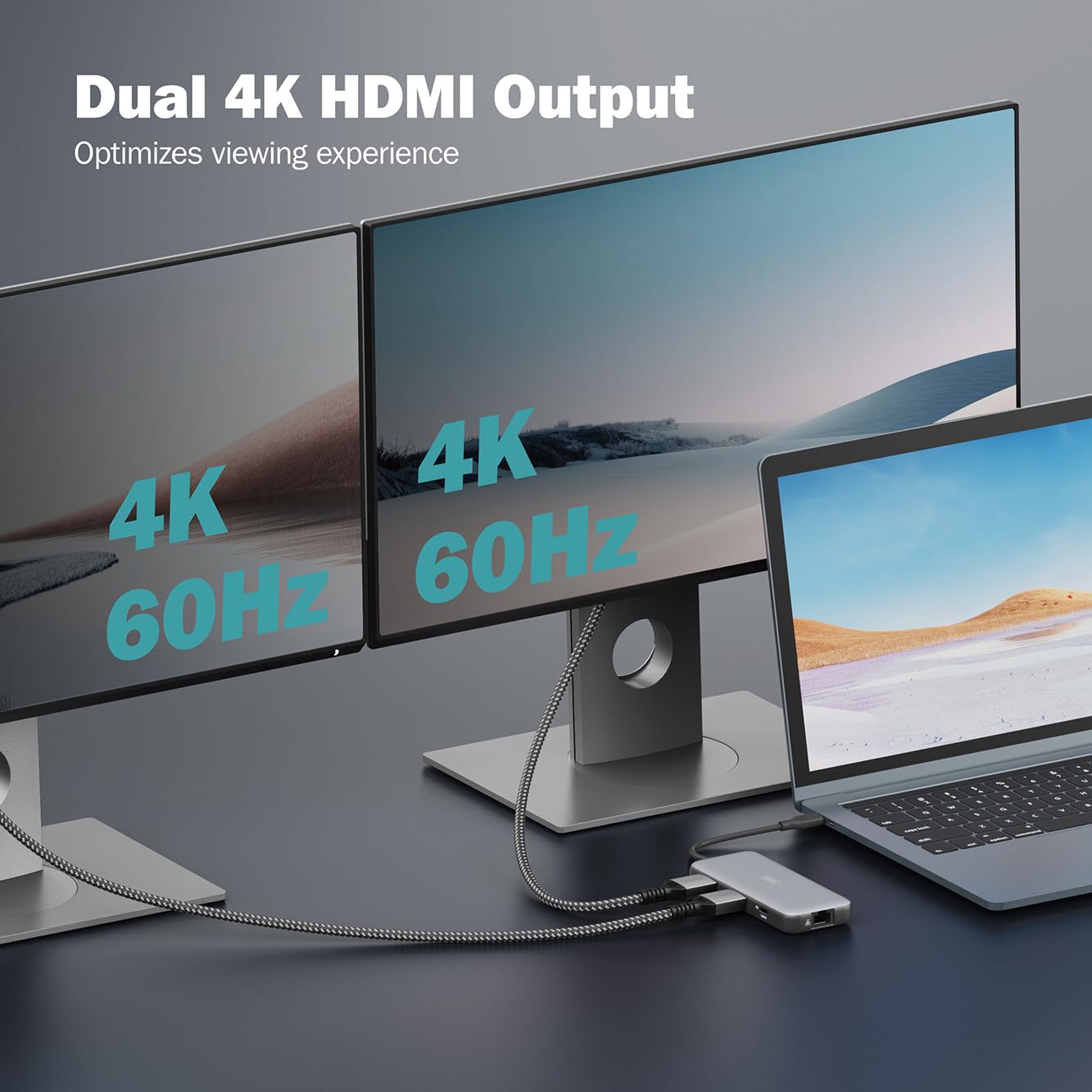 DIGITUS USB-C Docking Station – 8-Ports – 2X HDMI UltraHD 4k 60Hz | 2x USB-A 3.2 Gen2 – 1x USB-C 100W PD 3.0 – 1x RJ45 – Dual Kartenleser – Grau