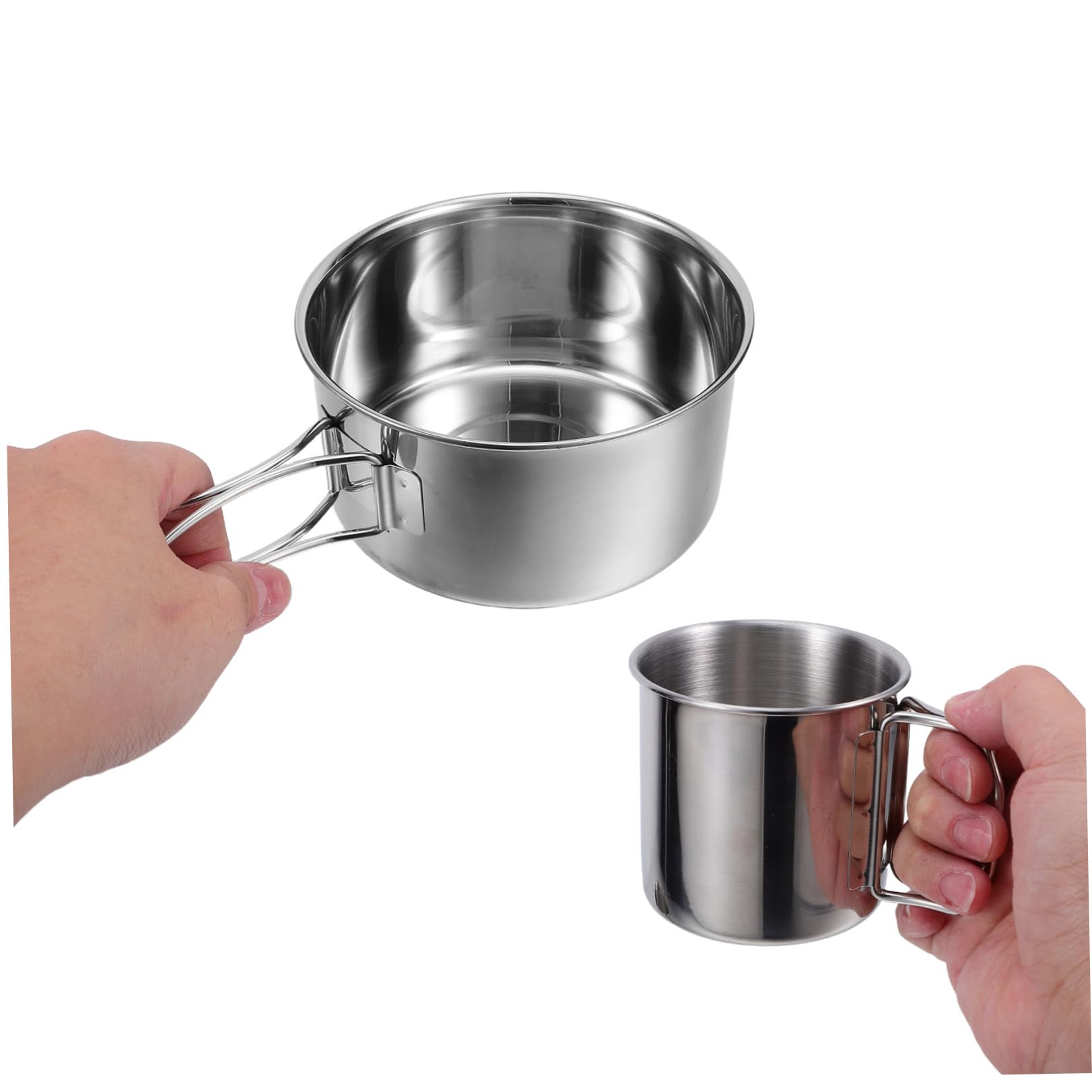 OUNONA Ensemble de Couverts Pliants en Acier Inoxydable 5 Pièces Vaisselle de Camping Légère et Portable Kit Vaisselle Extérieur pour Randonnée Pique-Niques et Trekking Ustensiles