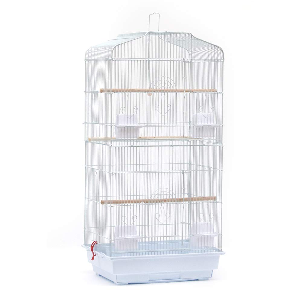 Gabbia Voliera per Uccelli Pappagalli Inseparabili Calopsite Parrocchetti con Tetto Apribile da Appendere in Metallo (46*36*92 cm (bianco))
