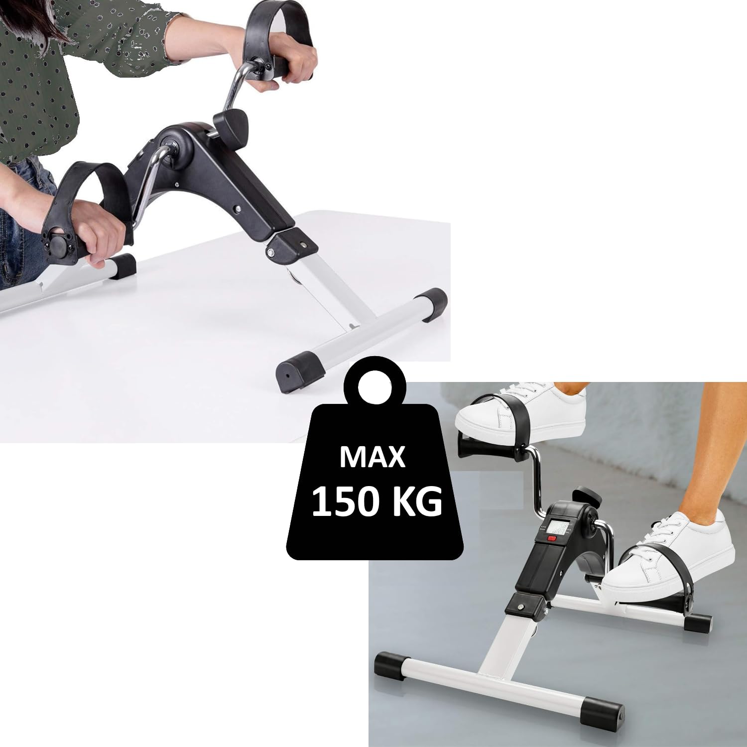 FFitness Cyclette Pedaliera Mini Bike per Riabilitazione Motoria Monitor LCD Resistenza Regolabile Pieghevole Allenamento Gambe e Braccia