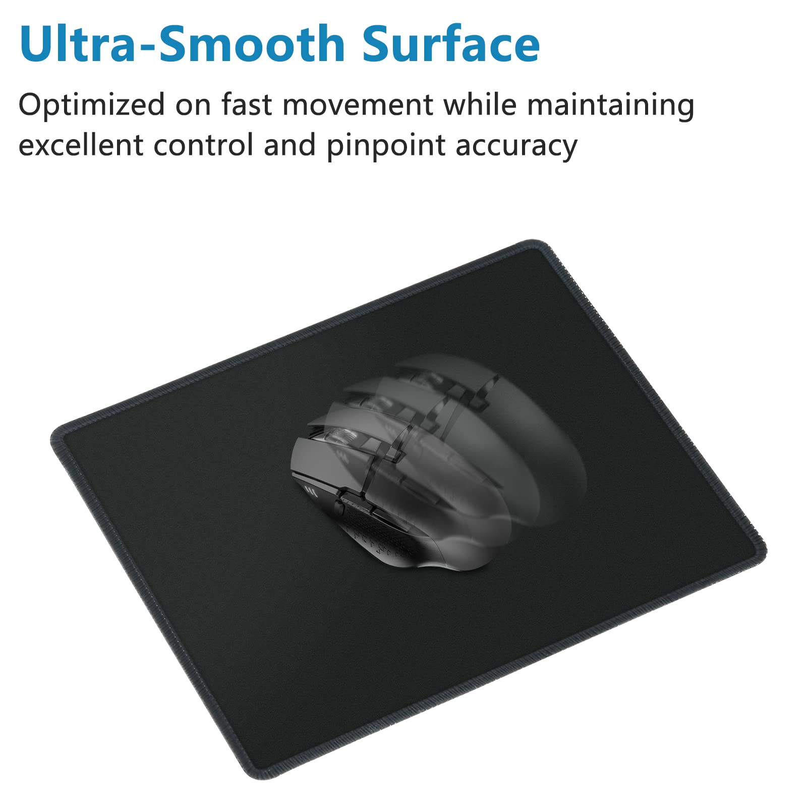 4 Mouse Pad Stitched Edges Premium-Textured Mouse Pads Mat Non-Slip Rubber Base Mousepad for Laptop, Computer & PC, 10.1 x 8.2 inches (Black)