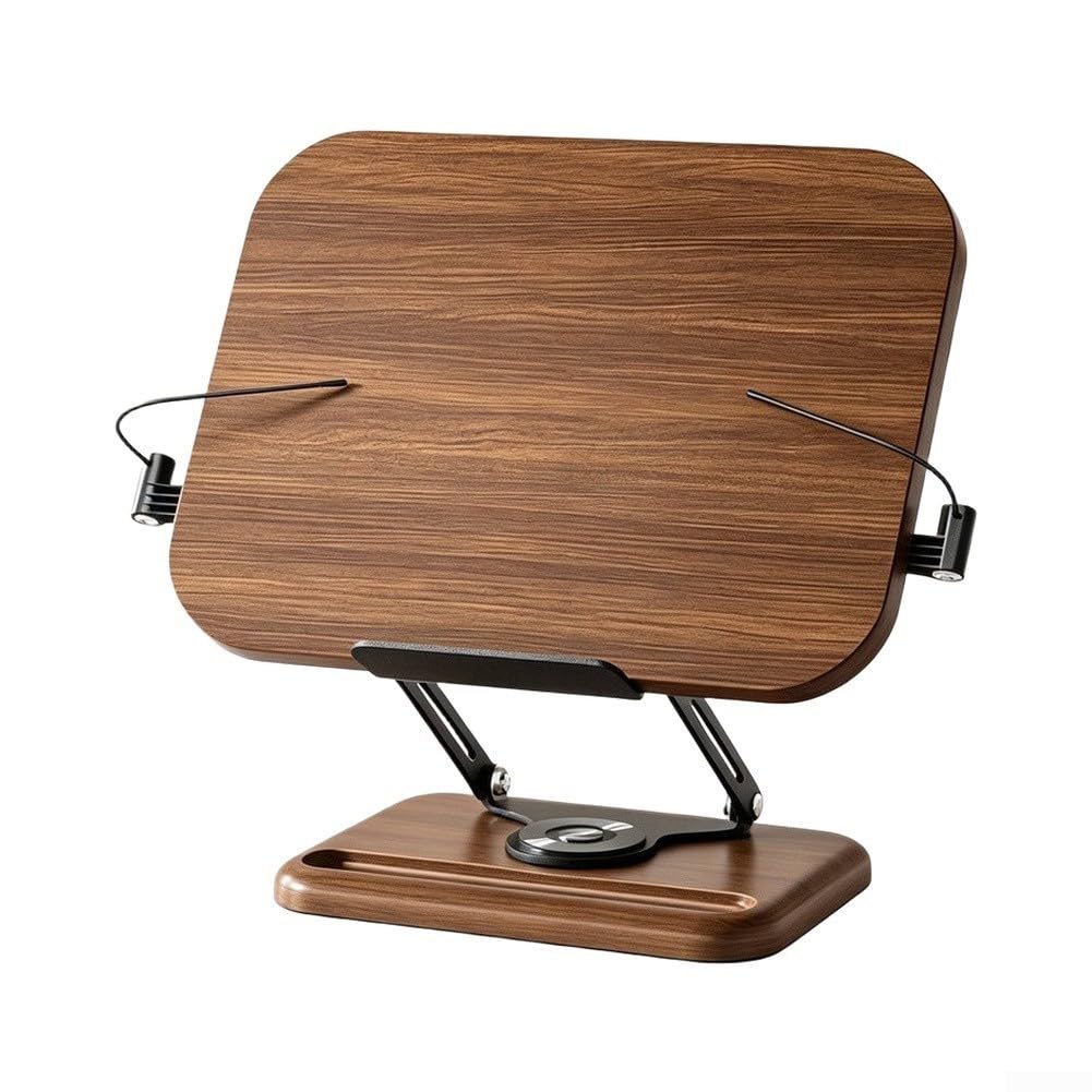 Verstellbarer Buchständer für holz Metall 34cm Rutschfest Verstellbarer(Black)
