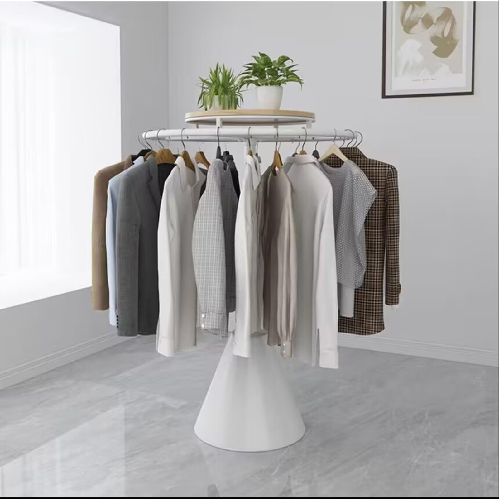 業務用　円形ハンガーラック Amazon｜金属床ハンガー、ブティック用の頑丈な回転式円形衣類ラック