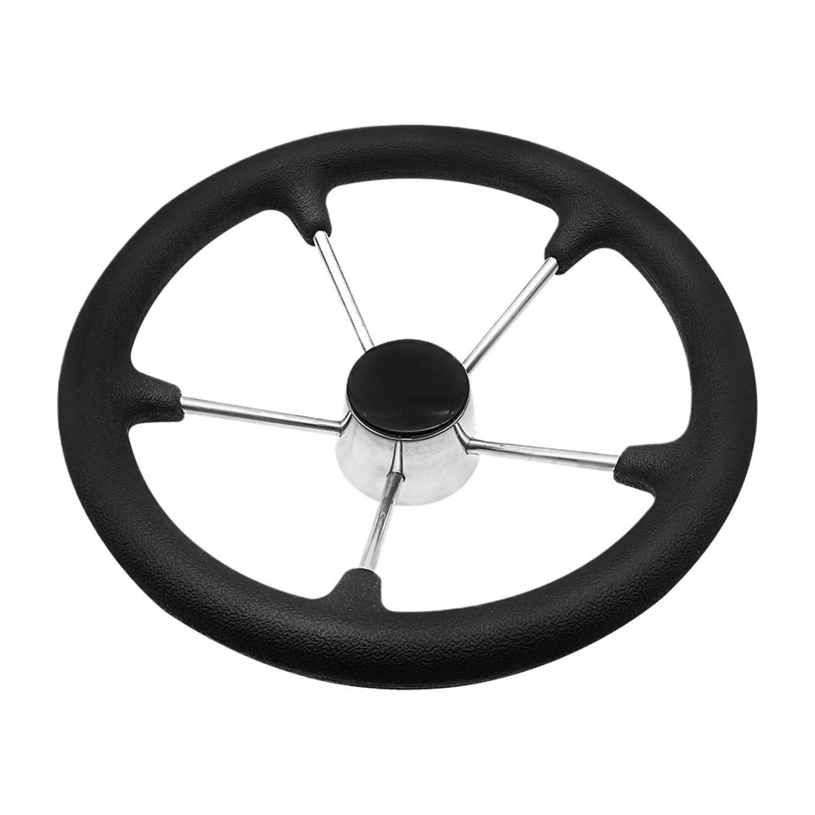 11/13/15 Inch Boat Stainless Steel 5 Spoke Destroyer Steering Wheel with Black PU Foam Boat Accessories Hardware(13.5 inch)
