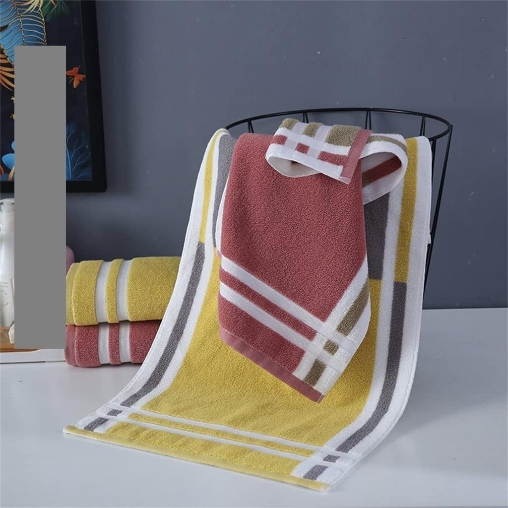 3PCS Towel Set Yellow Red Stripe Large Thick Bath Towel Bathroom Hand Face Shower Towels Home(D)