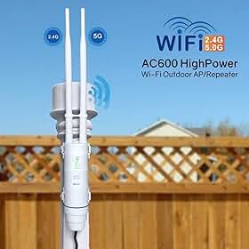 WAVLINK AC600 Ponto de acesso Wi-Fi à prova de intempéries ao ar livre POE, Dual Band 2.4 + 5G 600Mbps Roteador sem fio/AP/Amplificador de sinal de Internet extensor de alcance Wi-Fi