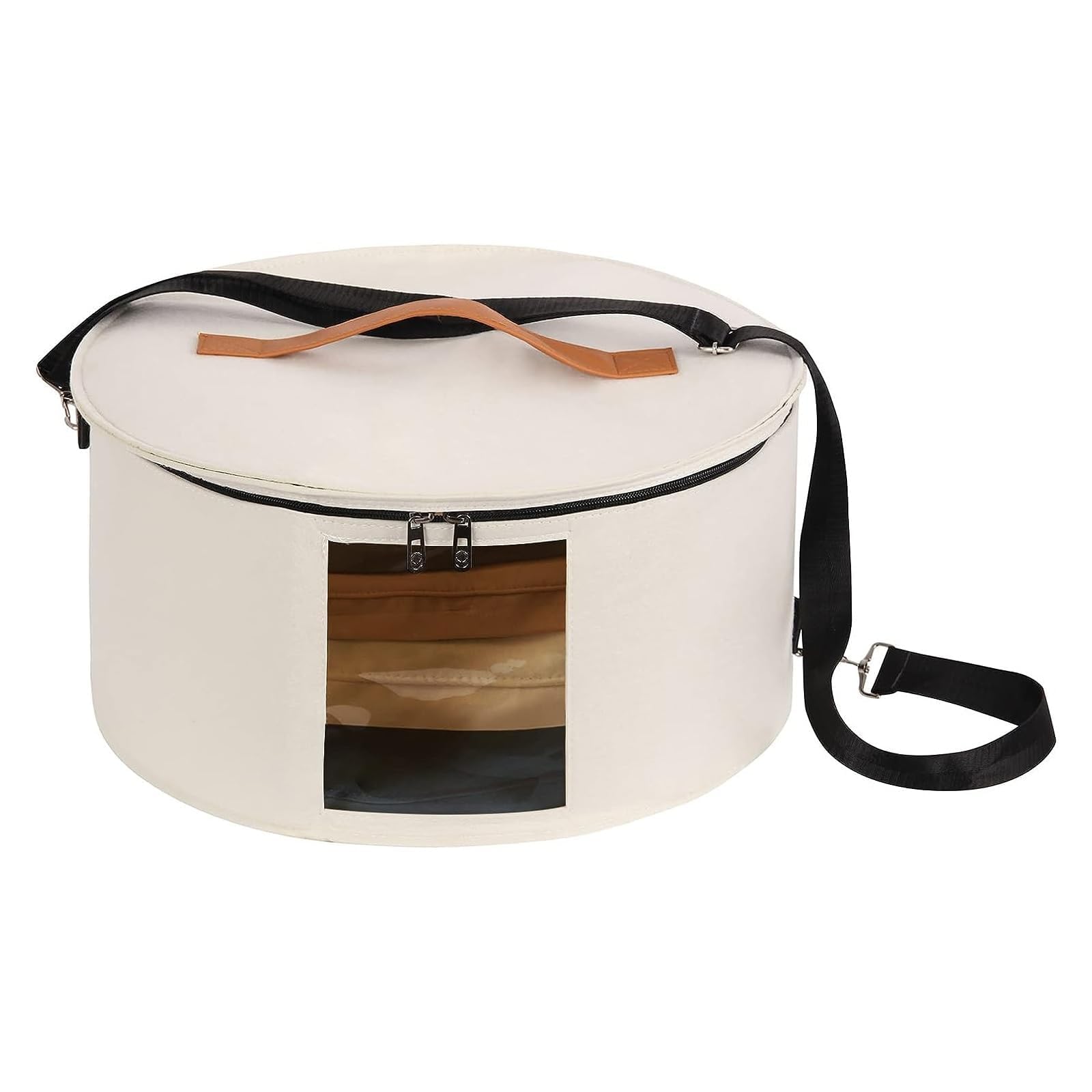 THE WHITE SHOP Hat Box Hat Storage Box , Travel Hat Box Hat Boxes with Lids Round Hat Boxes for Women Storage Hat Foldable Box for Travel Stuffed Animal Toy Storage Bin with Lid (White)