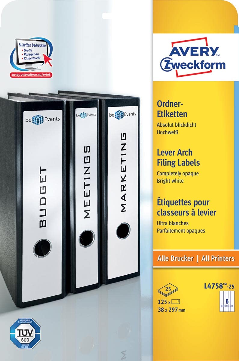 Avery Zweckform L6060-10 Étiquettes Pour Dossiers (A4, Dos De Classeur