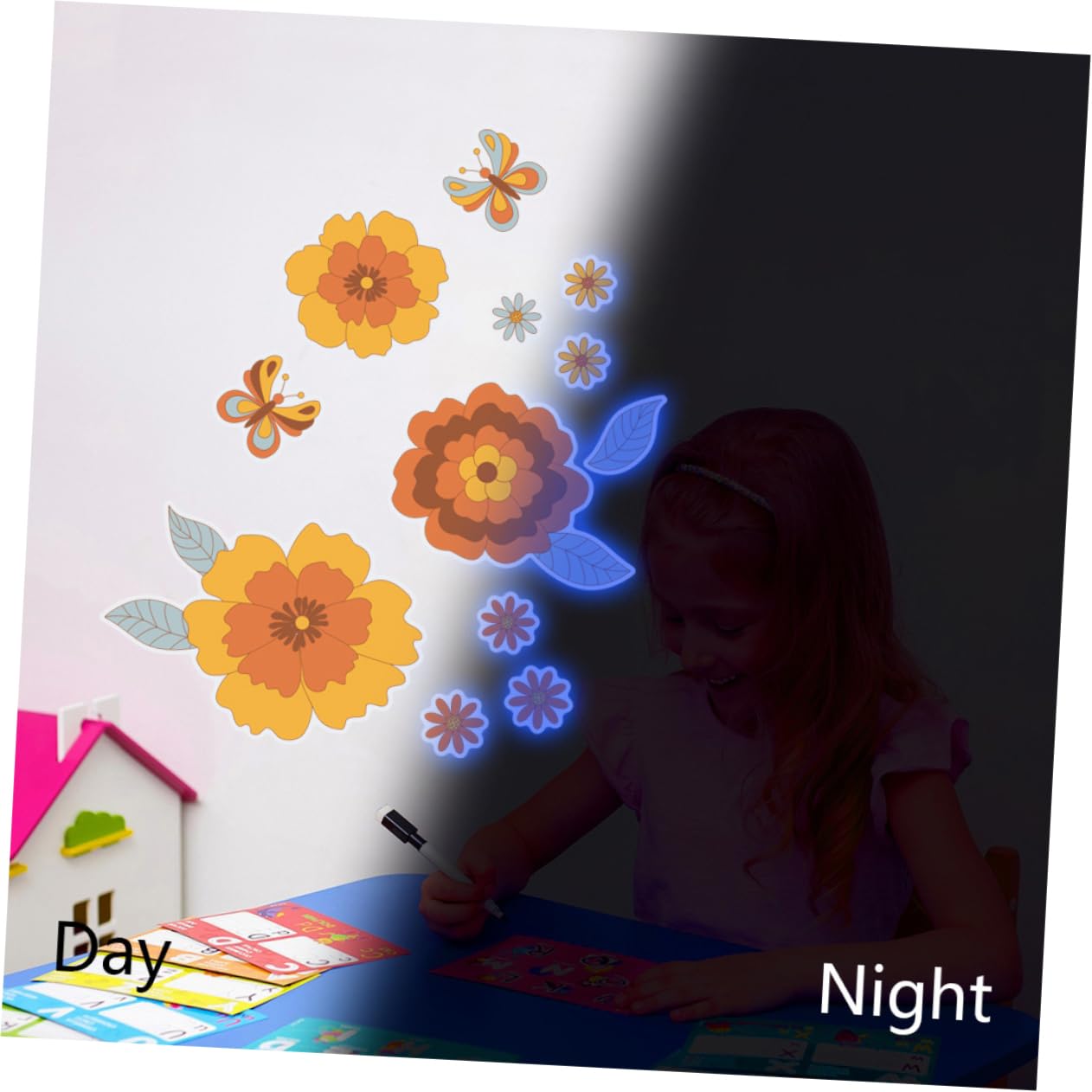 EXCEART 10 Set Adesivo da parete luminoso rimovibile buio estetico aggrappa decalcomanie della parete della scuola adesivi da parete camera da letto pvc