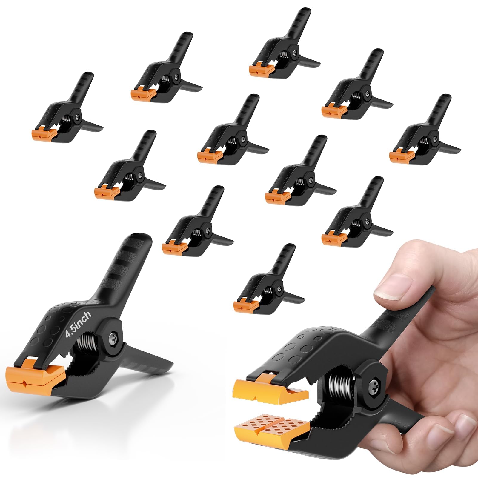 EMART Spring Clamps 12 Pack, Heavy Duty Photography Backdrop Clips 4.5 inch for Photo Booth, Muslin, Paper, Photographic Background Support, Studio-Yellow