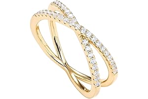 14K Gold-Plated X Ring: Shimmering CZ Crisscross