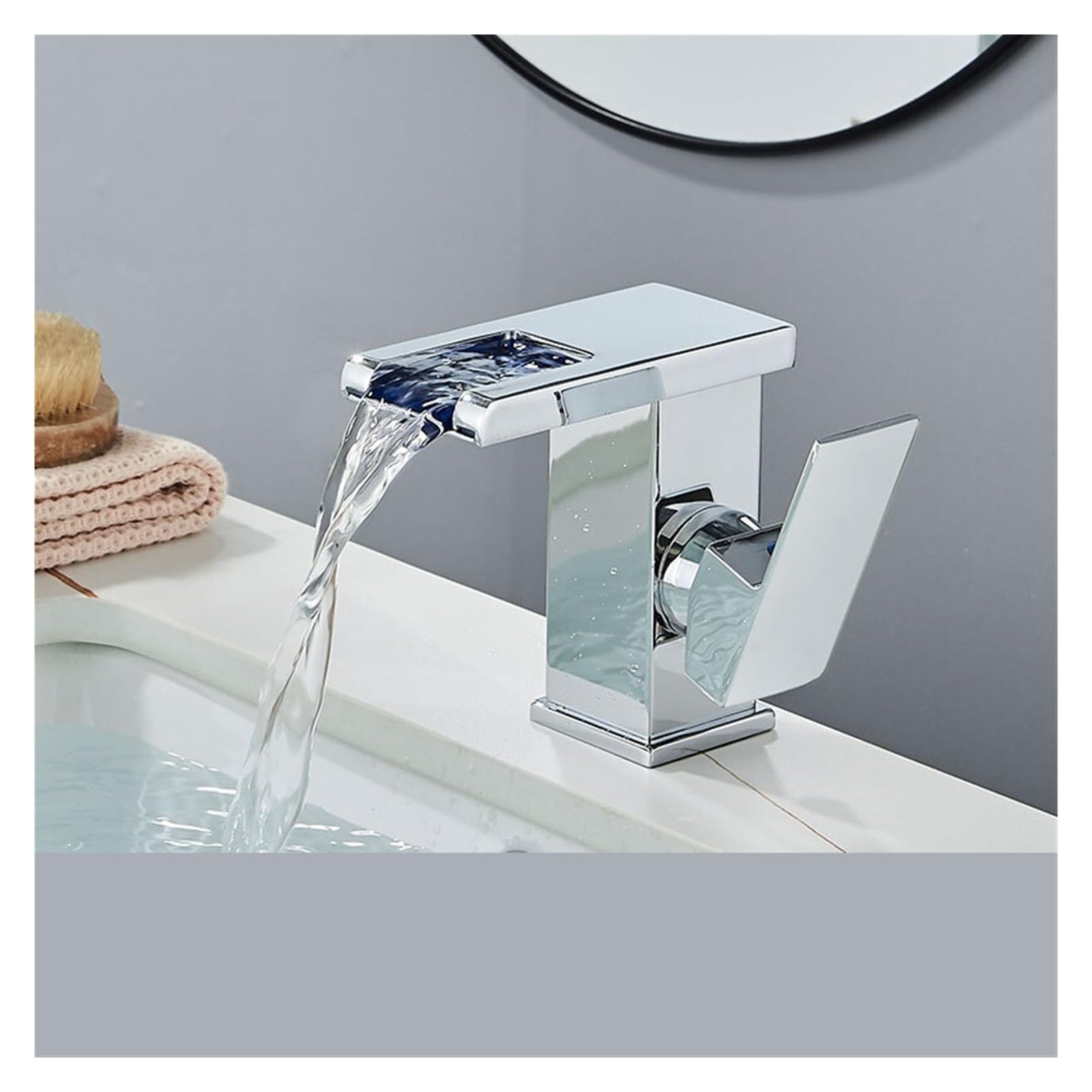 Mitigeur de salle de bains cascade avec indicateur LED de température dynamique
