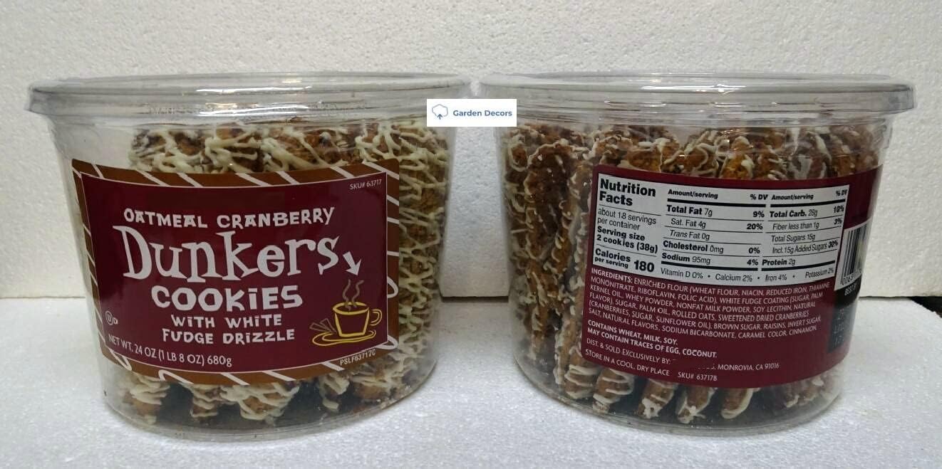 Trader Joe TJ Oatmeal Cranberry Cookies Dunkers 24oz 680g (2 Tubs)