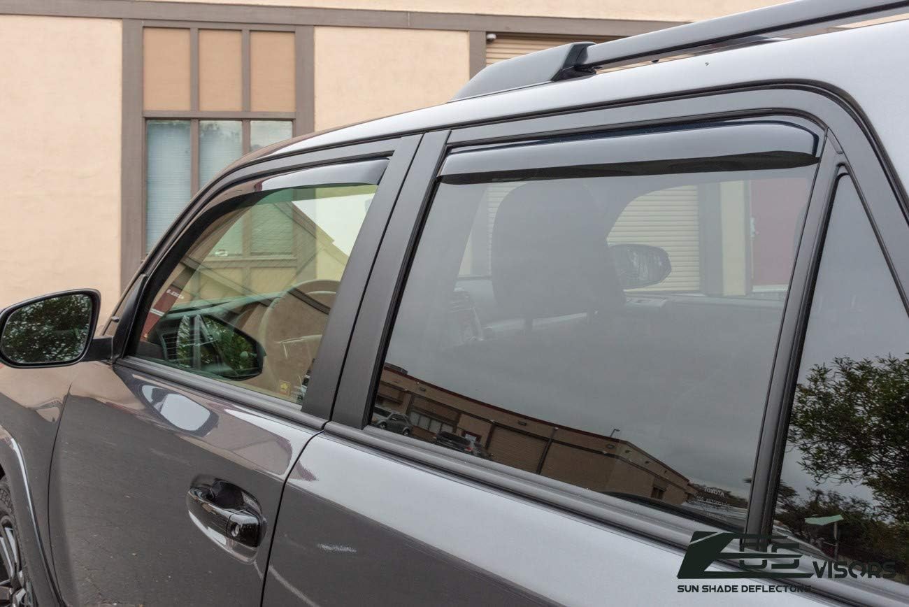 Replacement for 2010-Present Toyota 4Runner | EOS Visors JDM in-Channel Style Smoke Tinted Side Vents Window Deflectors Rain Guards