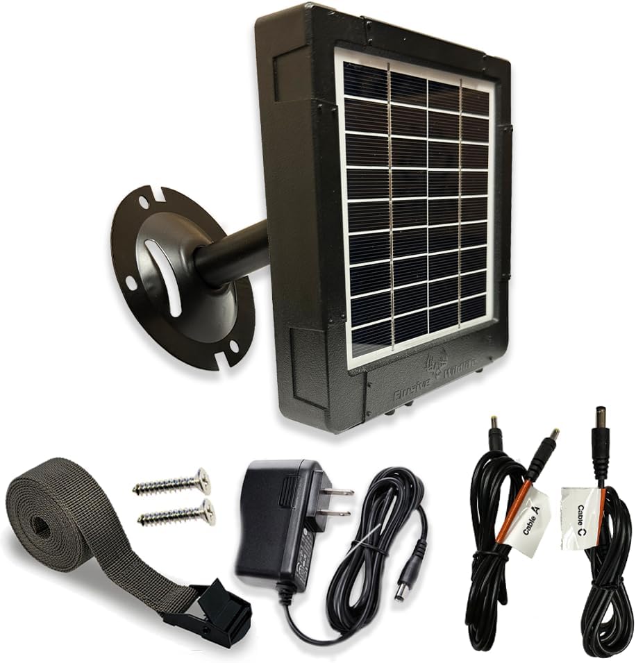 Elusive Wildlife Reaktor Universal Solar Power Pack for Security Camera, Trail Camera, Game Camera Compact Solar Panel with Rechargeable Battery & Mounting Bracket for Hunters 3 watt Panel, 12V, 6V