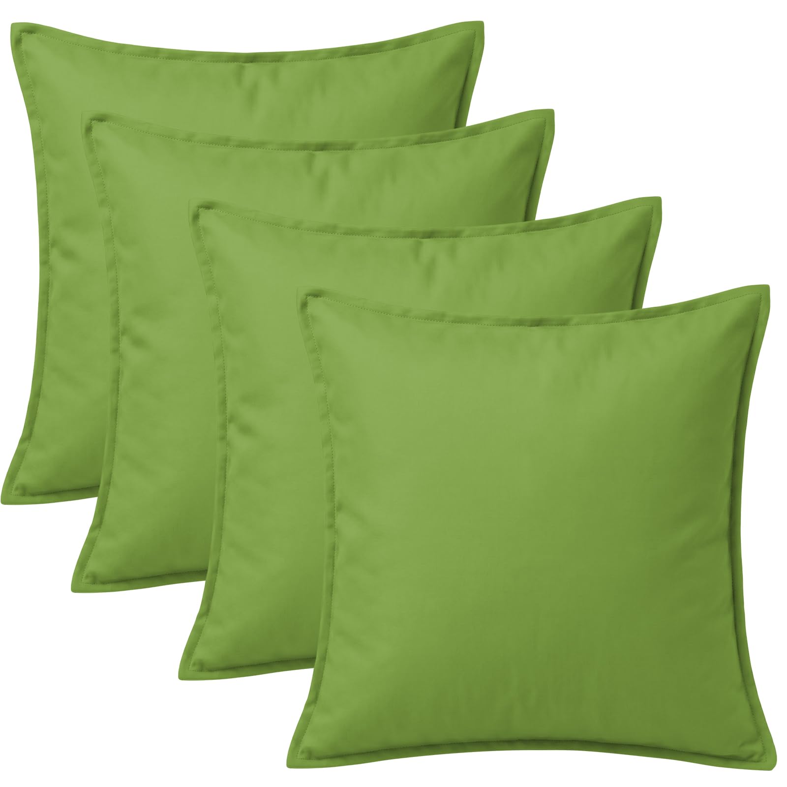 4 Pack Waterproof Outdoor Garden Scatter Cushions 60x60cm, Filled Seat Cushion Pads with Hollowfibre Filling & Invisible Zip, Decorative Throw Pillows 24"x24" for Rattan Sofa, Patio (Light Green)