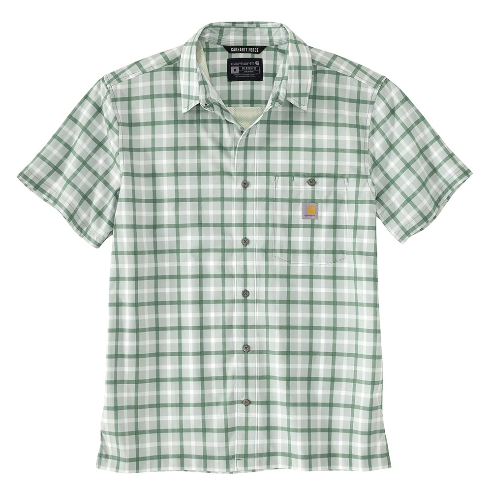 Carhartt Men's Loden Frost Force Sun Defender Relaxed Fit Lightweight Short-Sleeve Plaid Shirt, Large Tall
