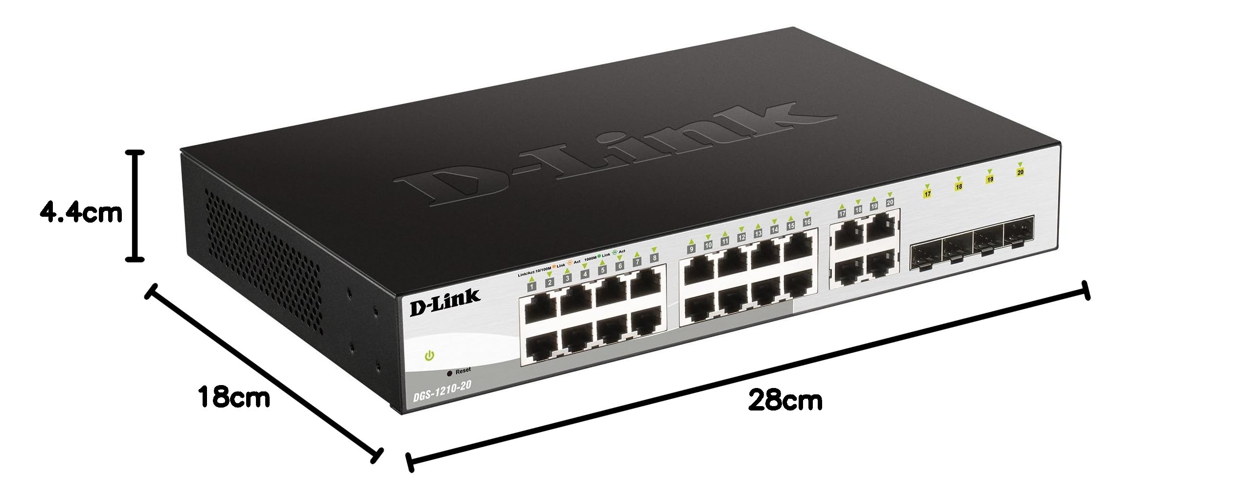 D-Link Switch Inteligente Web Gigabit de 20 portas incluindo 4