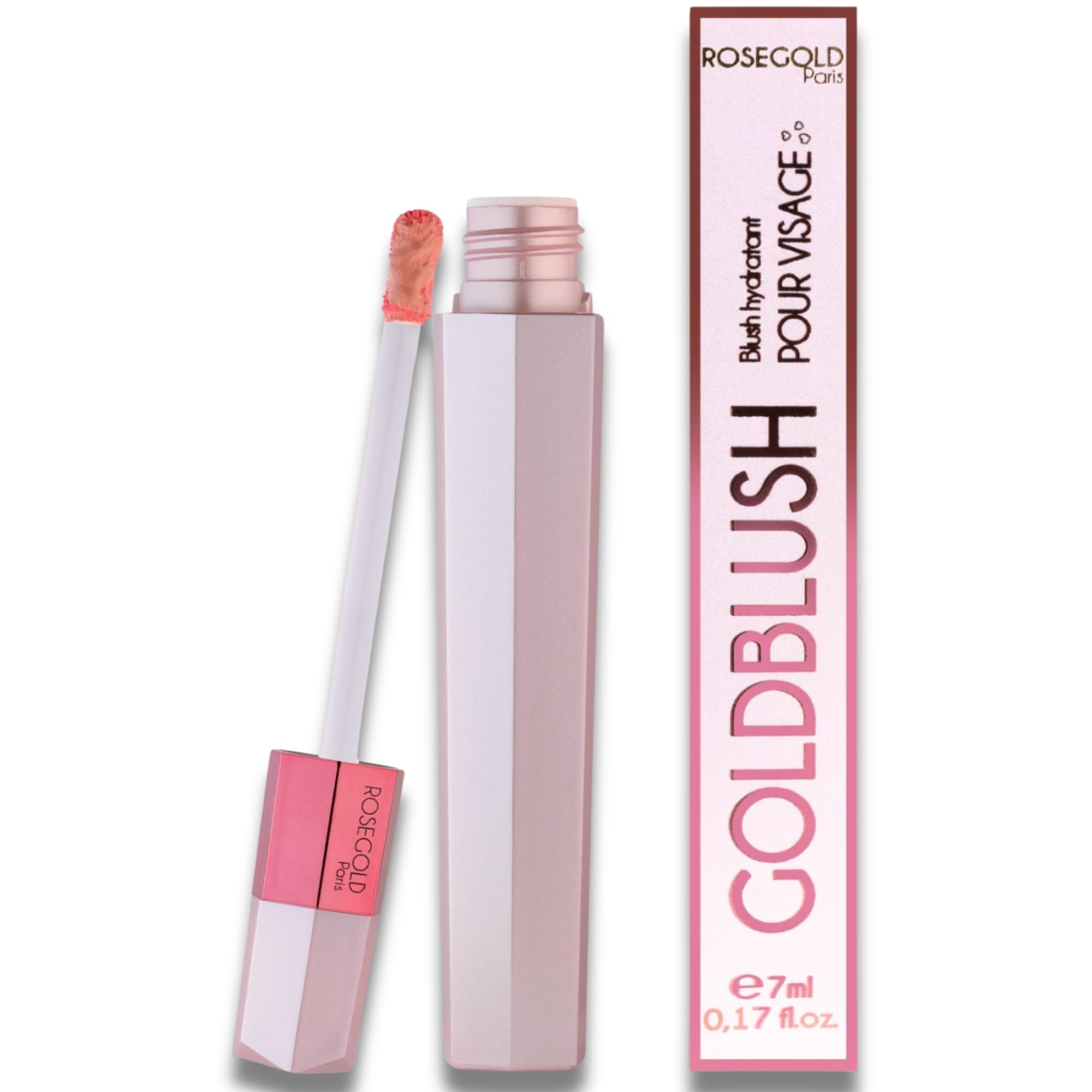 ROSEGOLD GOLDBLUSH Colorete Líquido con efecto hidratante - 98% de ingredientes naturales. Fabricado en Francia - Sin Fragancia - Cruelty free y Vegano - 1 Mes