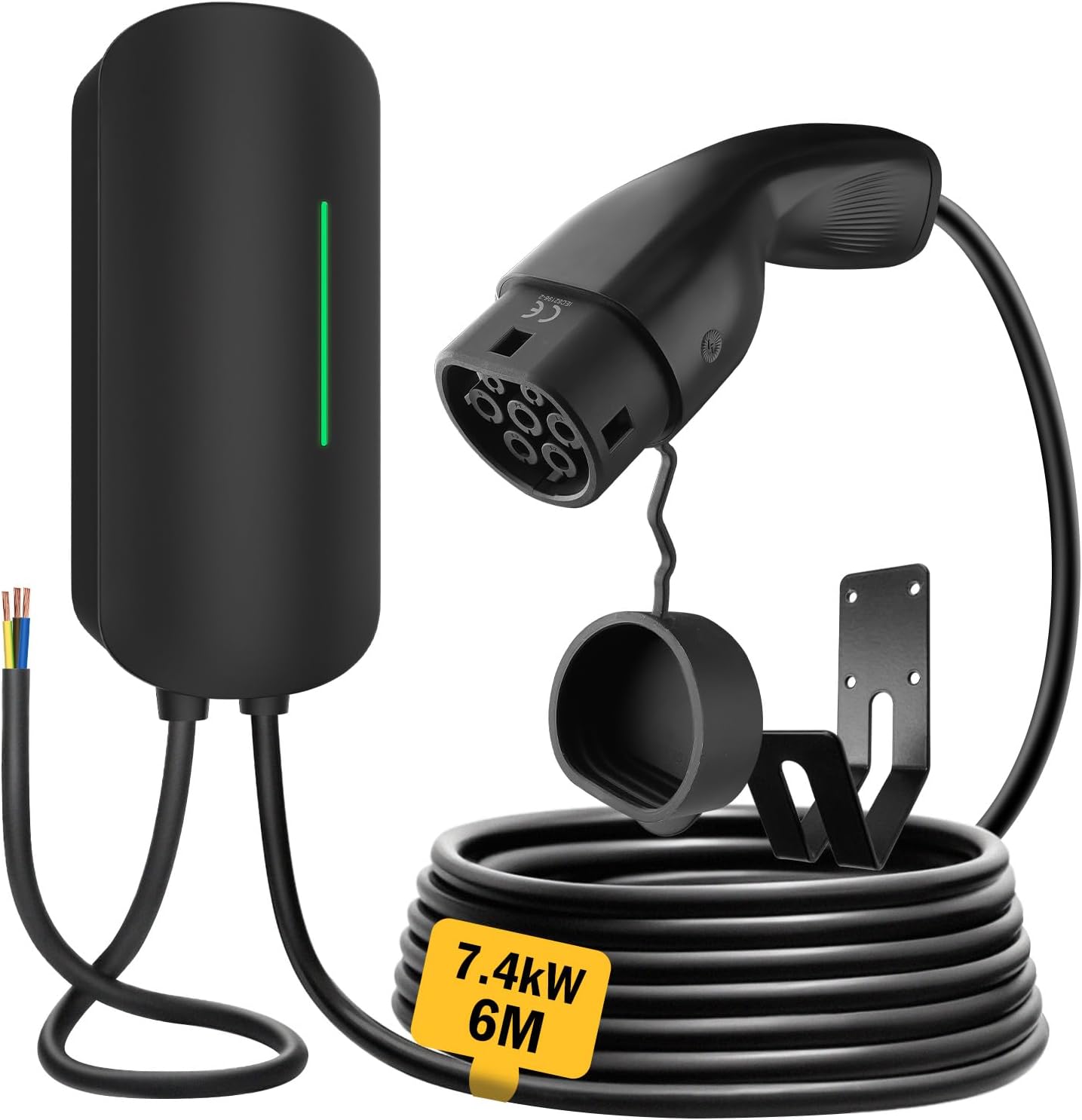 Morec Wallbox 7KW Estación de Carga para Vehículos Eléctricos Tipo 2, Cargador Monofásico para Coches Eléctricos con Cable de Carga de 6 m