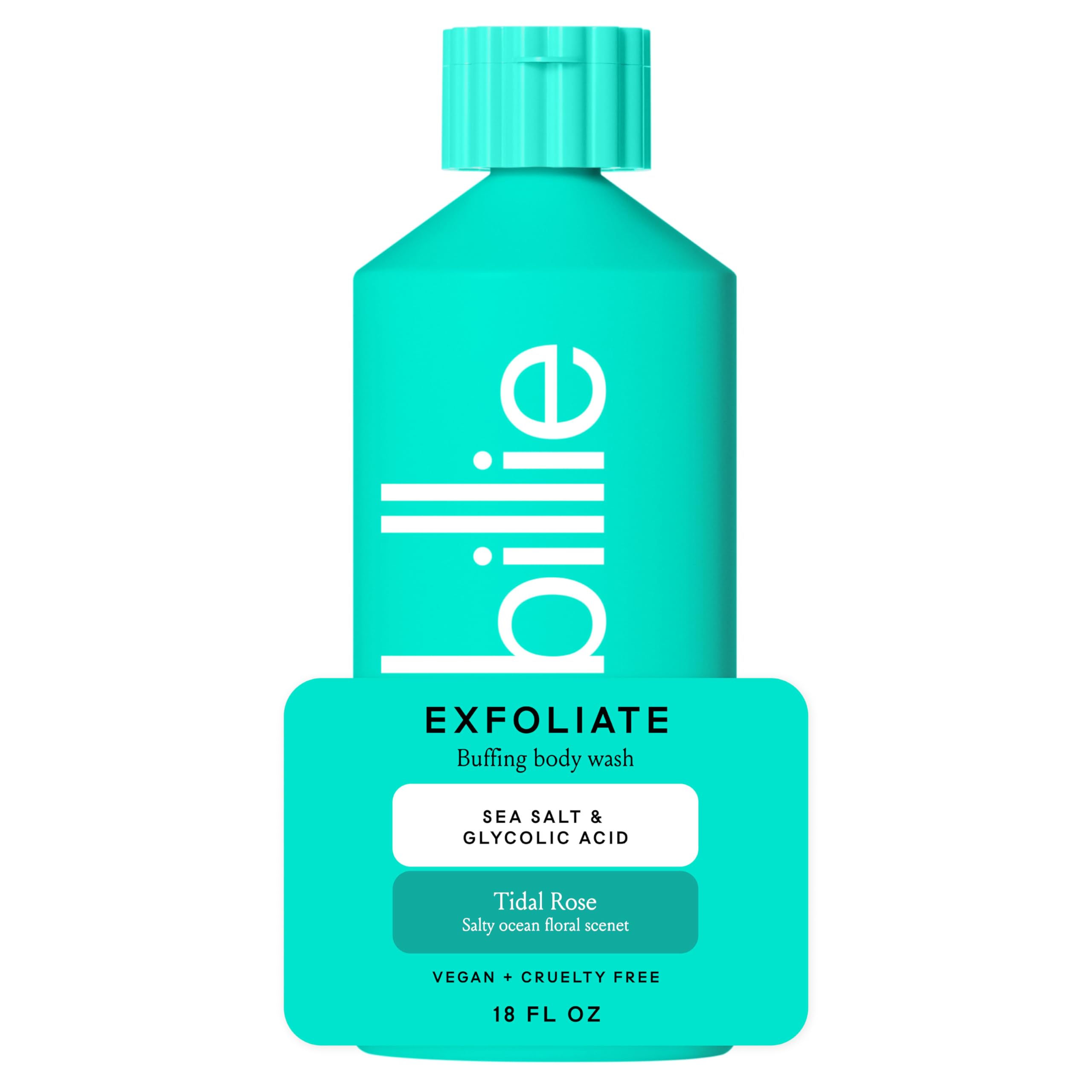Billie Exfoliating Womens Body Wash, 18 fl oz, Sea Salt & Floral Scent, Vegan, Cruelty Free