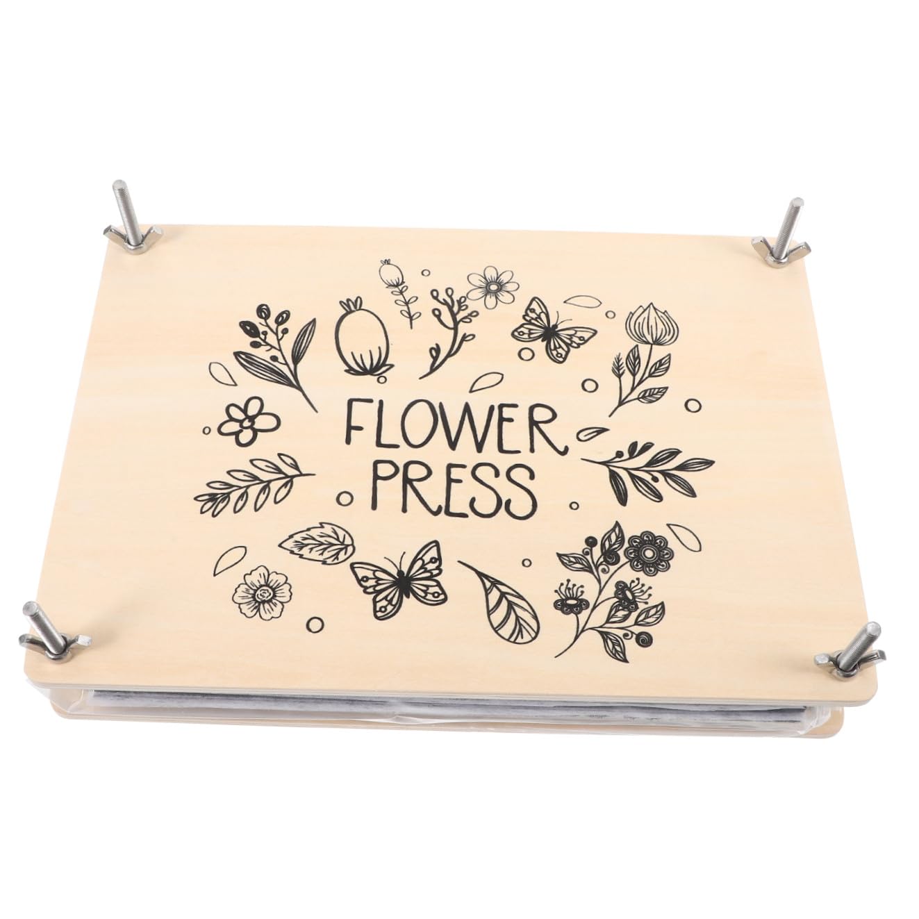 DOITOOL Kit per Pressa di Fiori in Legno e Metallo Pressatura Multistrato, Strumenti per Conservazione Botanica Fai da Te, Adatto per Giovani e Artigianato DIY