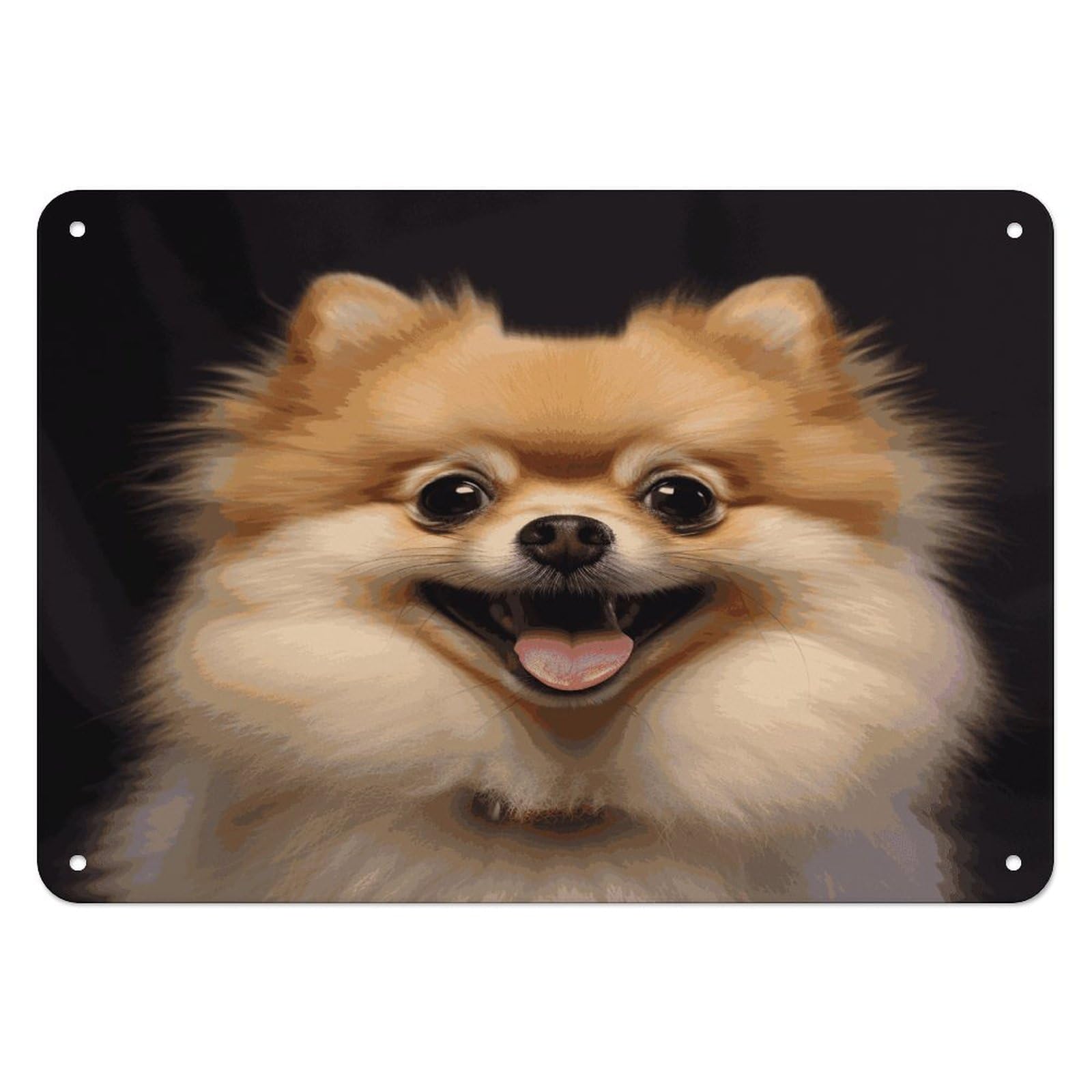 Btcowzrv Style Happy Short-Haired Pomeranian Metal Sign, 5.5" X 7.9" Tin Wall Decor, Wall Art Plaques For Home Wedding Decor Room Living Room Decoration